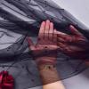 Acenail Black Veil Pearls Wedding Brides Veils Short Funeral Veils with Comb Fingertip Mourning Halloween Veil for Women (1T Pearl) view 4