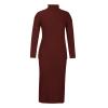 Vifucz Sweater Sets Women 2 Piece Outfits Women Casual Solid Knitting Slimming Hip Wrap Long Sleeve Turtleneck Sweaters Skirt 2 Pieces Outfit Sets Wine M view 2