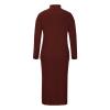 Vifucz Sweater Sets Women 2 Piece Outfits Women Casual Solid Knitting Slimming Hip Wrap Long Sleeve Turtleneck Sweaters Skirt 2 Pieces Outfit Sets Wine M view 3