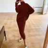 Vifucz Sweater Sets Women 2 Piece Outfits Women Casual Solid Knitting Slimming Hip Wrap Long Sleeve Turtleneck Sweaters Skirt 2 Pieces Outfit Sets Wine M view 4