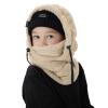 OWNGIGI Balaclava Ski Mask for Kids, Winter Windproof Face Mask for Cold Weather, Fleece Hooded Scarf Head Cover Neck Warmer Beige view 3