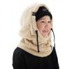 OWNGIGI Balaclava Ski Mask for Kids, Winter Windproof Face Mask for Cold Weather, Fleece Hooded Scarf Head Cover Neck Warmer Beige view 4