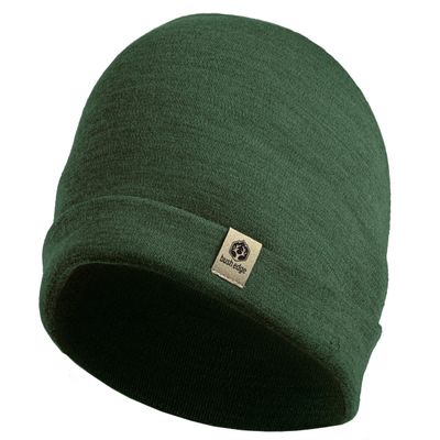 Bush Edge 100% Merino Wool Cuff Beanie Hat (Forest Green)