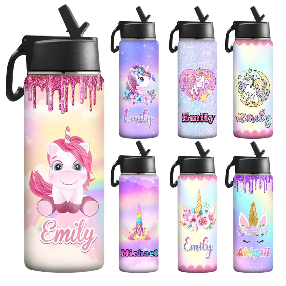 Enjoyyjl Personalized Water Bottle for Daughter Granddaughter Sisters Bestie Teens, Customized Double Wall Vacuum Insulated Waterbottle with Name Monogrammed Initial, Gift for Brithday Holiday