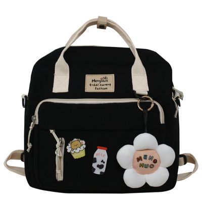 Extolove Cute Messenger Bag Y2K Kawaii Crossbody Bag Japanese Backpack Aesthetic Ita Bags with Kawaii Accessories (Black)