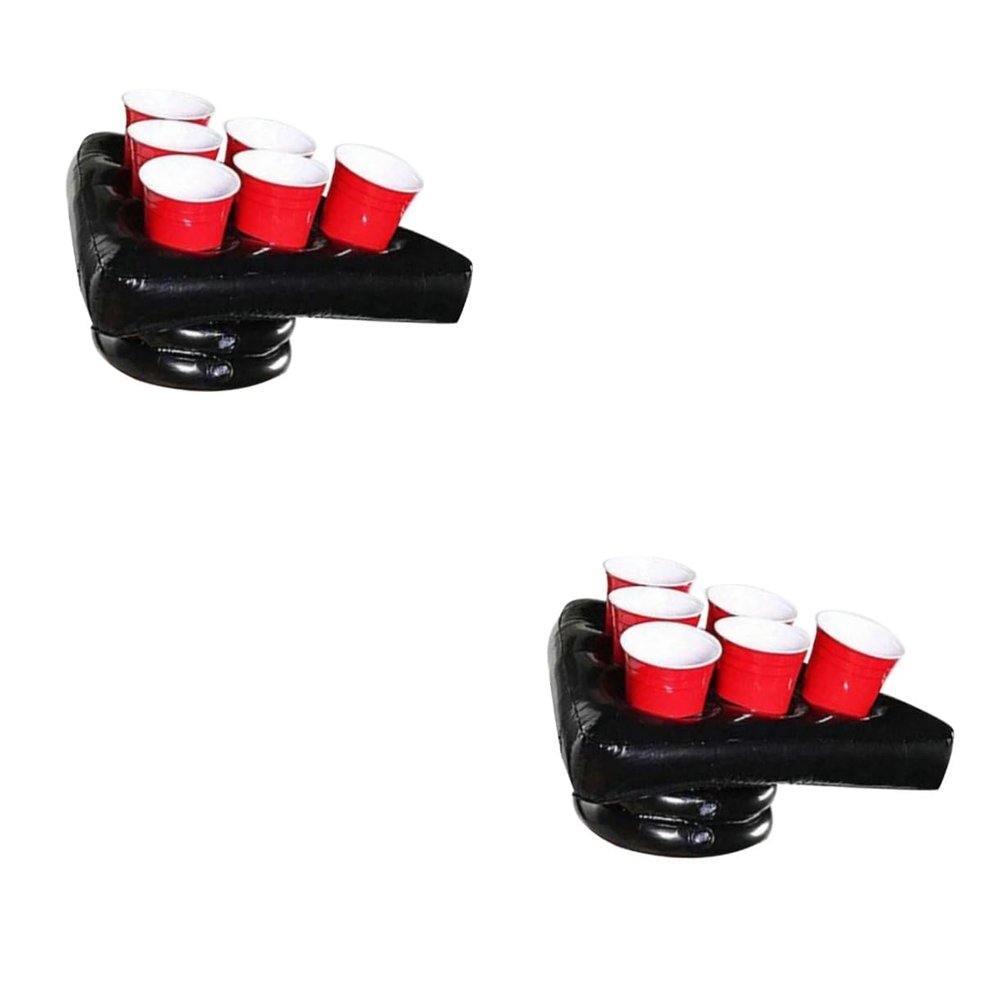 YARNOW 2pcs PVC Inflatable Beer Game Hat Tray Fun Aerated Triangular Beverage Holder for Boys and Girls Party Supplies for Birthday Wedding Carnival and Christmas Celebrations
