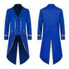OBEEII Steampunk Costume Men Vintage Tailcoat Jacket Long Sleeve Gothic Victorian Uniform Tuxedo Coat Halloween Cosplay Costume Blue Gold XL view 3