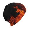 Beanie Hat Knitted Cap for Men Women, Fire Flame Burning Yellow Black Thin Skin Friendly Knit Slouchy Cancer Hat Ski Cap Winter Warm Hip Hop Soft Skull Cap view 3