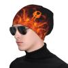 Beanie Hat Knitted Cap for Men Women, Fire Flame Burning Yellow Black Thin Skin Friendly Knit Slouchy Cancer Hat Ski Cap Winter Warm Hip Hop Soft Skull Cap view 4