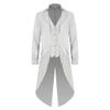 OBEEII Steampunk Costume Men Vintage Tailcoat Jacket Long Sleeve Gothic Victorian Uniform Tuxedo Coat Halloween Cosplay Costume White Gold S view 1