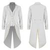 OBEEII Steampunk Costume Men Vintage Tailcoat Jacket Long Sleeve Gothic Victorian Uniform Tuxedo Coat Halloween Cosplay Costume White Gold S view 3