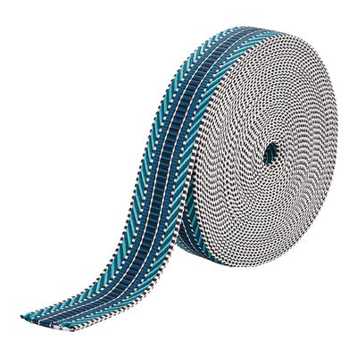 OLYCRAFT 10 Yards Turquoise Jacquard Polyester Webbing 1-1/2 Inch Webbing Polyester Canvas Stripe Pattern Nylon Webbing Flat Webbing Strap for Backpacks Handbag Garment Belt Accessories
