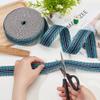 OLYCRAFT 10 Yards Turquoise Jacquard Polyester Webbing 1-1/2 Inch Webbing Polyester Canvas Stripe Pattern Nylon Webbing Flat Webbing Strap for Backpacks Handbag Garment Belt Accessories view 3