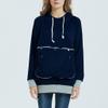 Womens Pet Pouch Hoodies Fleece Lightweight Long Sleeve Big Kangaroo Cat Dog Holder Carrier Sweatshirts Pullover Dark Blue view 2