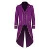 OBEEII Steampunk Costume Men Vintage Tailcoat Jacket Long Sleeve Gothic Victorian Uniform Tuxedo Coat Halloween Cosplay Costume Purple Gold M view 1
