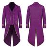 OBEEII Steampunk Costume Men Vintage Tailcoat Jacket Long Sleeve Gothic Victorian Uniform Tuxedo Coat Halloween Cosplay Costume Purple Gold M view 3