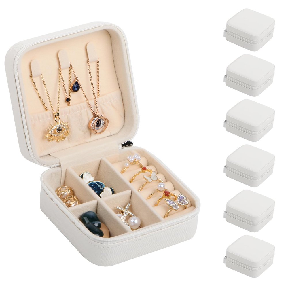 17Dec 6-Pack Small Travel Jewelry Case Organizer,Mini Travel Essentials for Women,Bridesmaid Gifts Birthday Gifts for Women,Small Jewelry Box for Girls 8-12