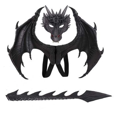 Himine Dragon Wings Props Cosplay Wing With Tail (Black+Mask)