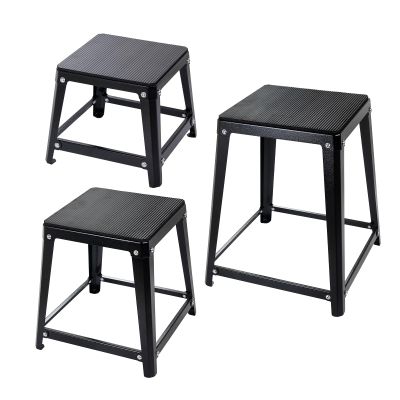 OUKIDR Plyometric Platform Box, 12/18/20/24 Inch Fitness Exercise Jump Box Step For Fitting, Plyometric Box Jumping Exercise Training (Black 3 sets)