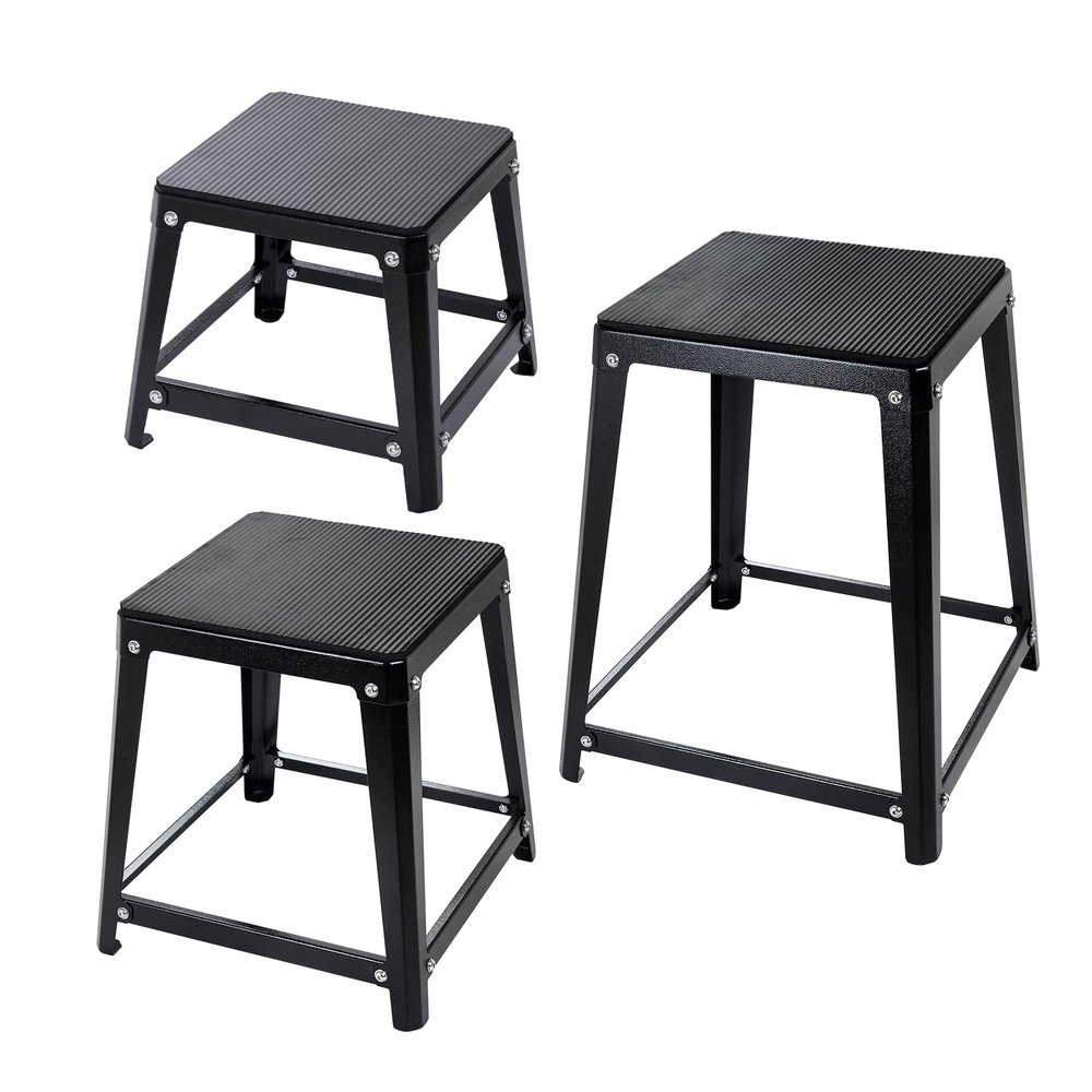 OUKIDR Plyometric Platform Box, 12/18/20/24 Inch Fitness Exercise Jump Box Step For Fitting, Plyometric Box Jumping Exercise Training (Black 3 sets)
