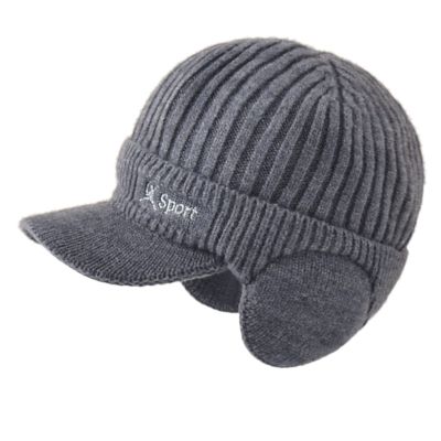 Men Earmuffs Ski Cycling Hat Warm Chunky Cable Knitted Hats Autumn and Winter Windproof Thickened Hat Lady (A, One Size)