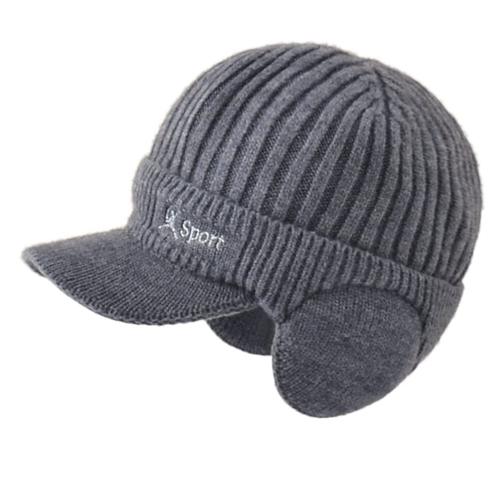 Men Earmuffs Ski Cycling Hat Warm Chunky Cable Knitted Hats Autumn and Winter Windproof Thickened Hat Lady (A, One Size)
