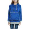 Womens Pet Pouch Hoodies Fleece Lightweight Long Sleeve Big Kangaroo Cat Dog Holder Carrier Sweatshirts Pullover Blue view 1