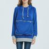 Womens Pet Pouch Hoodies Fleece Lightweight Long Sleeve Big Kangaroo Cat Dog Holder Carrier Sweatshirts Pullover Blue view 2