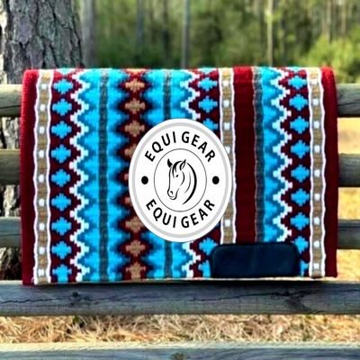 EQUIGEAR Horse Western Show Saddle pad/New Zealand Wool Western Saddle Blanket Top Wool Pad Sensor Flex (Customization Available) J601 (32x32)