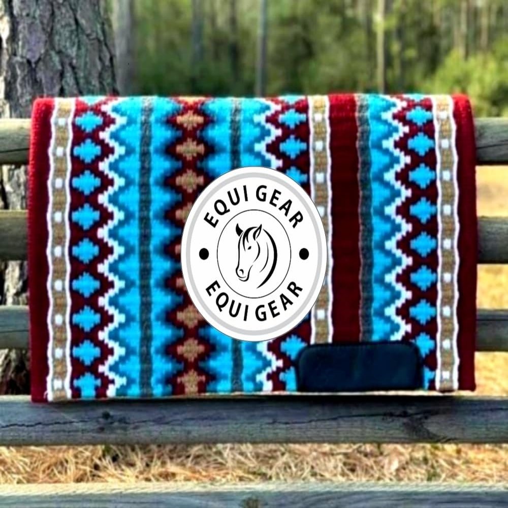 EQUIGEAR Horse Western Show Saddle pad/New Zealand Wool Western Saddle Blanket Top Wool Pad Sensor Flex (Customization Available) J601 (32x32)