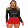 Aislor Women's Circus Ringmaster Cosplay Costume Long Sleeve Tassel Tuxedo Jacket Leotard Jumpsuit Bodysuit F0047#Black Medium view 1