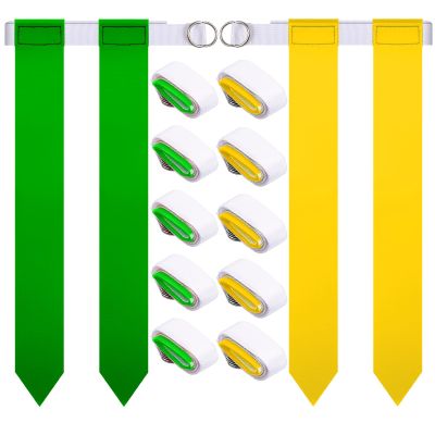 Sintege 14 Pcs Player Flag Football Belt Set, Adjustable Football Flag and Belts Gifts for Youth Adults Sports Training (Yellow,Green)