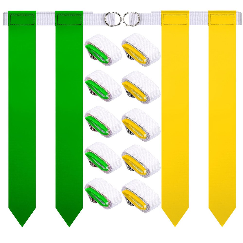Sintege 14 Pcs Player Flag Football Belt Set, Adjustable Football Flag and Belts Gifts for Youth Adults Sports Training (Yellow,Green)