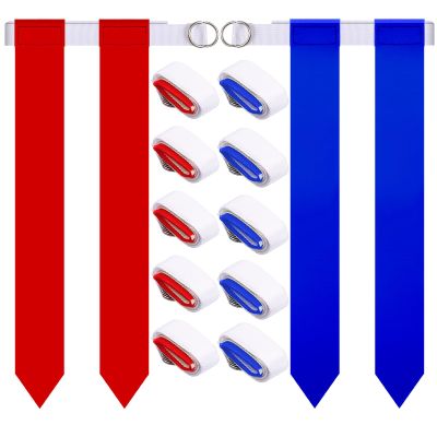 Sintege 14 Pcs Player Flag Football Belt Set, Adjustable Football Flag and Belts Gifts for Youth Adults Sports Training (Red,Blue)