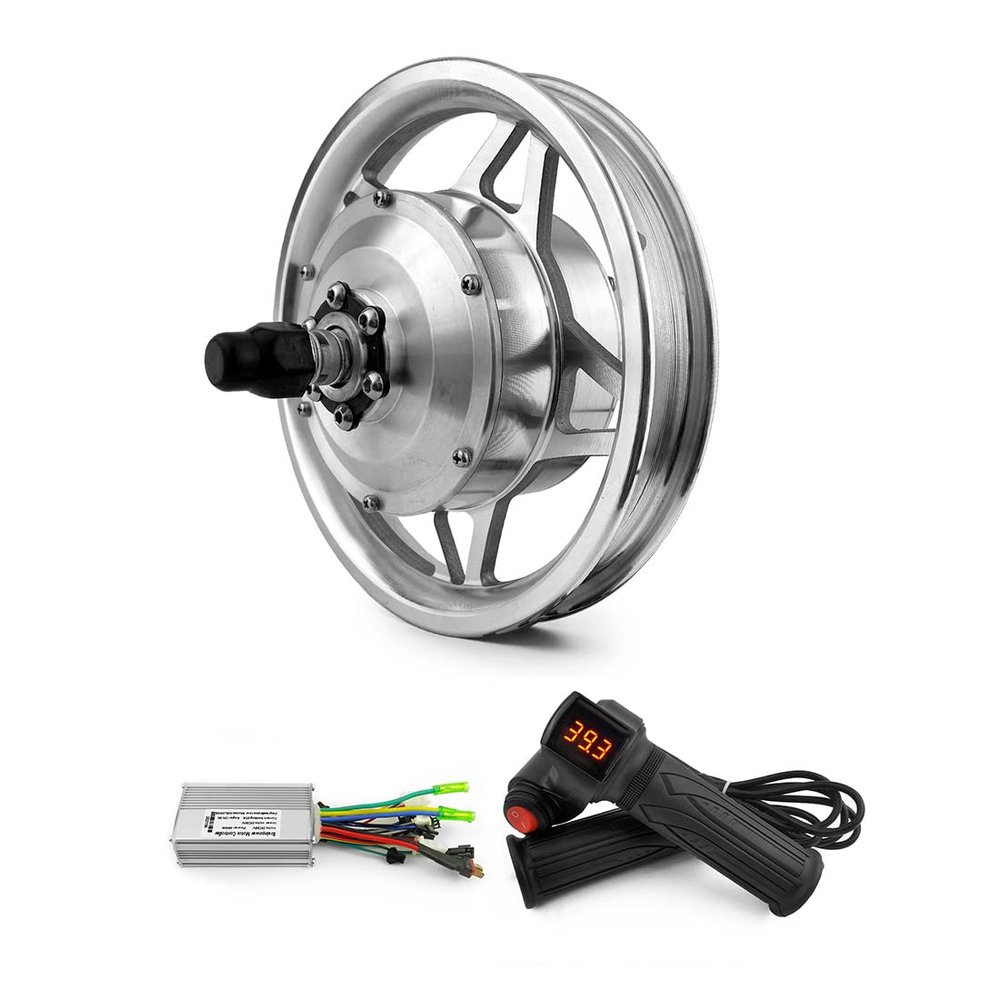 L-faster 12 Inch 250W Hub Motor Front Drive Wheel Throttle Grip Brushless Controller for Bike Scooter Bicycle can Reverse (24V can Reverse)