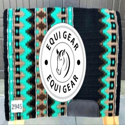 EQUIGEAR Horse Western Show Saddle pad/New Zealand Wool Western Saddle Blanket Top Wool Pad Sensor Flex (Customization Available) J610 (34x33)