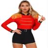 Aislor Women's Circus Ringmaster Cosplay Costume Long Sleeve Tassel Tuxedo Jacket Leotard Jumpsuit Bodysuit F0047#Red Medium view 3