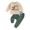 Adobabirl Thanksgiving Baby Boy Girl Outfit Little Turkey Crewneck Sweatshirt and Pants Set Toddler Fall Winter Clothes (Gobble Gobble Outfit,3-6 Months) view 1