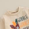 Adobabirl Thanksgiving Baby Boy Girl Outfit Little Turkey Crewneck Sweatshirt and Pants Set Toddler Fall Winter Clothes (Gobble Gobble Outfit,3-6 Months) view 3