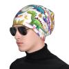 Beanie Hats,Funny Knit Hat Stretch Scarf Head Wrap,Classic Winter Warm Beanie Cap for Adults Men Women,Many Colorful Cartoon Dinosaurs view 4