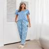 Ekouaer Pajamas for Women Set 2 Piece Comfy Loungewear, Lightweight Pjs Sleepwear, Short Sleeve Top & Long Pants with Pockets view 3