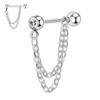 16G Cartilages Earrings Surgical Steel Double Chain Conch Earring Bar 10mm Industrial Piercing Jewelry Silver Helix Earrings Conch Hoop Earring Cartilage Chain Earring Jewelry CZ Helix Barbell view 1