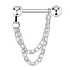 16G Cartilages Earrings Surgical Steel Double Chain Conch Earring Bar 10mm Industrial Piercing Jewelry Silver Helix Earrings Conch Hoop Earring Cartilage Chain Earring Jewelry CZ Helix Barbell view 2