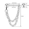 16G Cartilages Earrings Surgical Steel Double Chain Conch Earring Bar 10mm Industrial Piercing Jewelry Silver Helix Earrings Conch Hoop Earring Cartilage Chain Earring Jewelry CZ Helix Barbell view 3