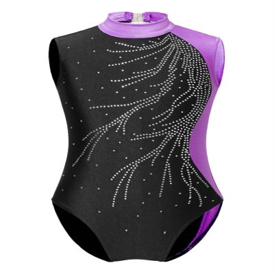 ranrann Kids Girls Shiny Ballet Dance Outfits Gymnastic Leotard with Metallic Shorts Sports Tracksuit Unitards Dancewear Purple F 14 Years