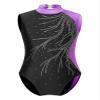 ranrann Kids Girls Shiny Ballet Dance Outfits Gymnastic Leotard with Metallic Shorts Sports Tracksuit Unitards Dancewear Purple F 14 Years view 1
