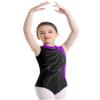 ranrann Kids Girls Shiny Ballet Dance Outfits Gymnastic Leotard with Metallic Shorts Sports Tracksuit Unitards Dancewear Purple F 14 Years view 3