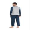 MoFiz Mens Pajama Sets Comfy Long Sleeve Sleepwear Top Solid Pyjama Pants with Pocket 2 Piece Loungewear PJs Sets Blue 2X-L arge view 3