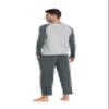 MoFiz Mens Pajama Set Long Sleeve Clolor Contrast Crew Neck 2 Piece Night Loungewear Modal Pants with Pockets Pjs Sleepwear Sets Gray-Blue Large view 3