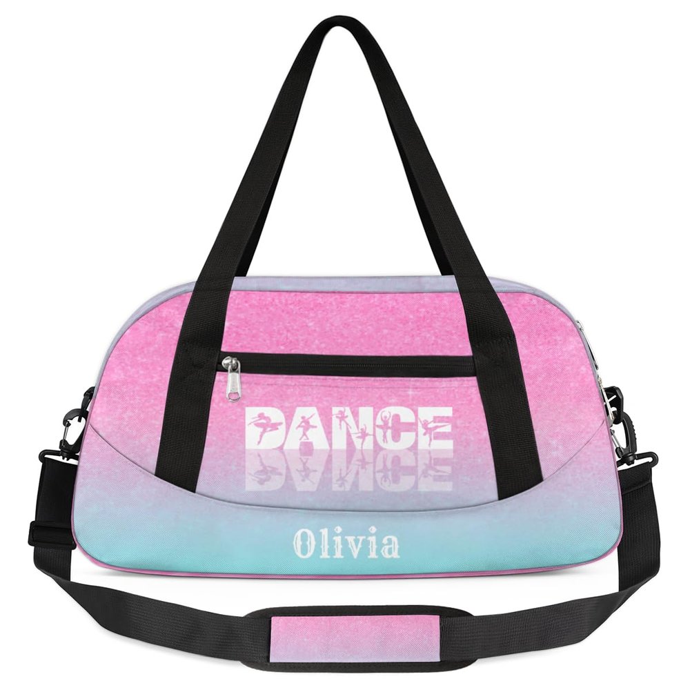Custom Kids Duffel Overnight Bag Personalized Dance Bag Travel Duffel Bag for Girls Boys Customized Kids Gifts- Cute Pink Blue Dance